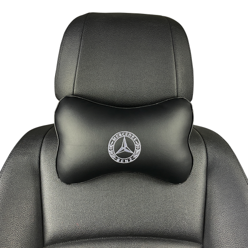 Подушки под шею Подушка под шею черная с вышивкой Mercedes old (Серая)