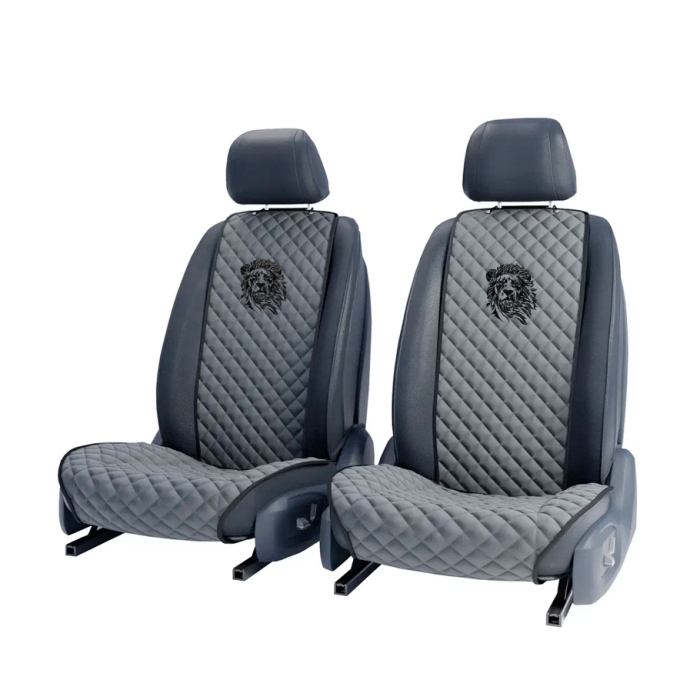 Накидки на сидения Комплект передних серых накидок с вышивкой Leo contour